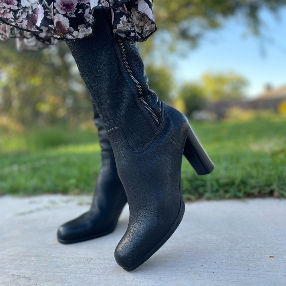 Prada soft tall leather black boots